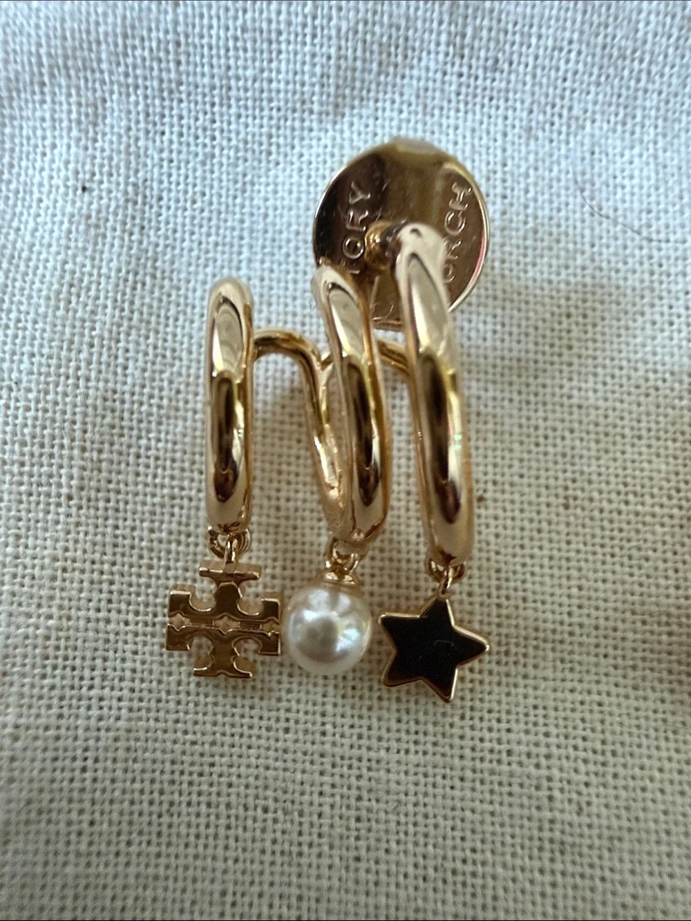 Gold Pearl & Charm Hoop Earring Set - Women Jewelry